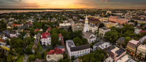 aerial view of charleston for best cities for renters